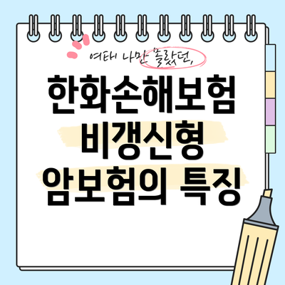 한화손해보험 비갱신형 암보험의 특징