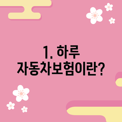 1. 하루 자동차보험이란?