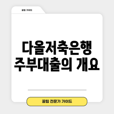 다올저축은행 주부대출의 개요