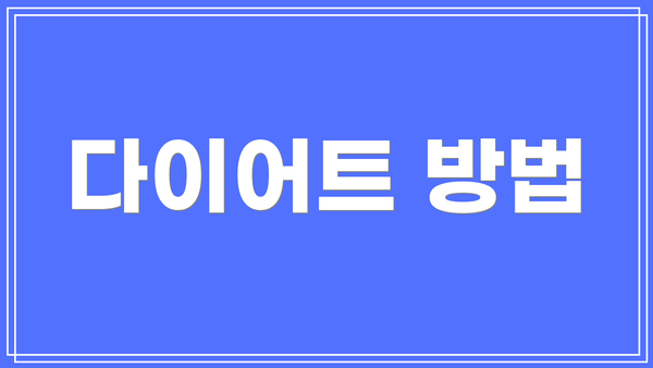 다이어트 방법