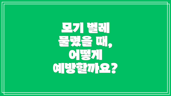 모기 벌레 물렸을 때, 어떻게 예방할까요?