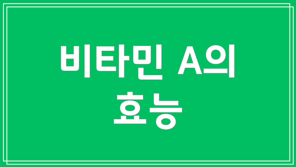 비타민 A의 효능