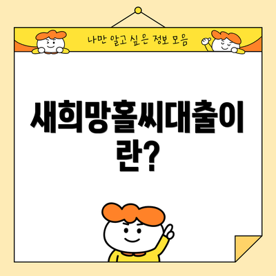 새희망홀씨대출이란?