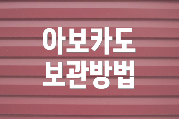 아보카도 보관방법