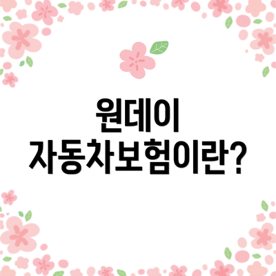 원데이 자동차보험이란?