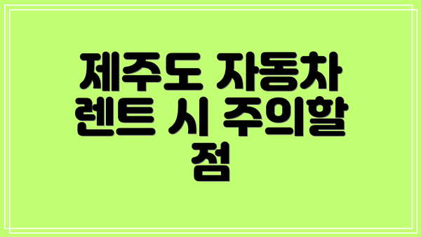 제주도 자동차 렌트 시 주의할 점