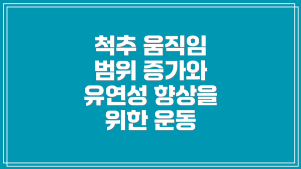 척추 움직임 범위 증가와 유연성 향상을 위한 운동