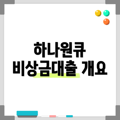 하나원큐 비상금대출 개요