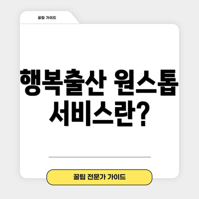 행복출산 원스톱 서비스란?