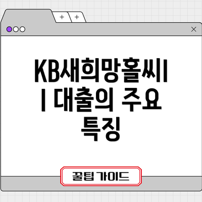 KB새희망홀씨II 대출의 주요 특징