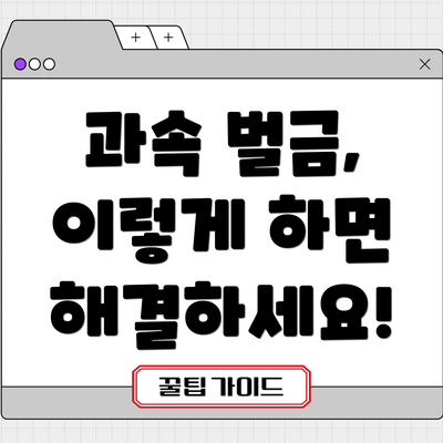 과속 벌금, 이렇게 하면 해결하세요!