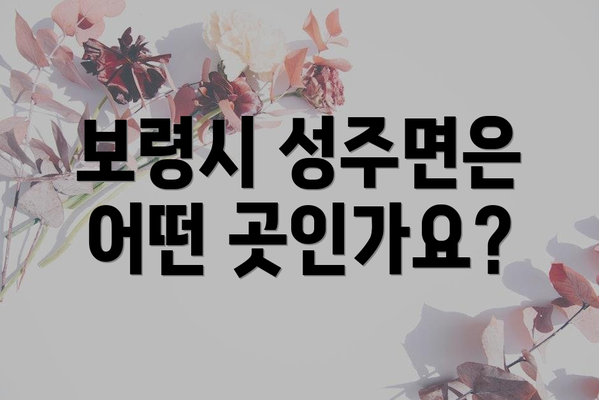 보령시 성주면은 어떤 곳인가요?