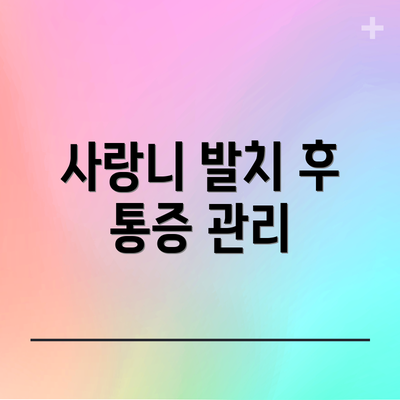 사랑니 발치 후 통증 관리