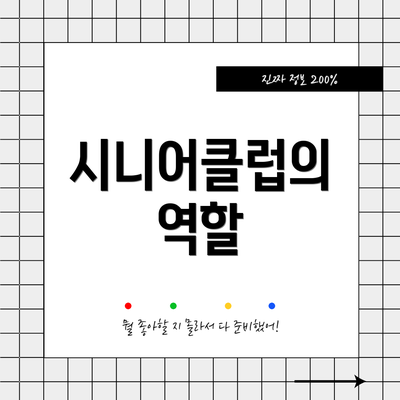 시니어클럽의 역할