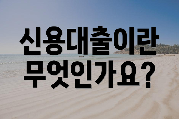 신용대출이란 무엇인가요?