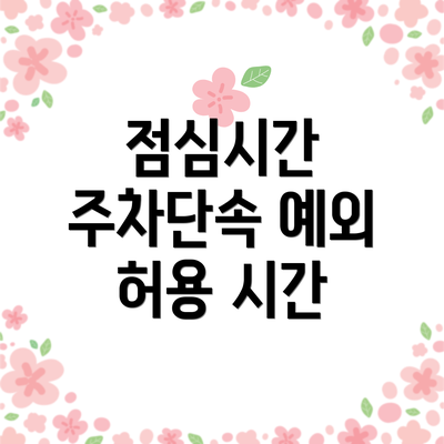 점심시간 주차단속 예외 허용 시간