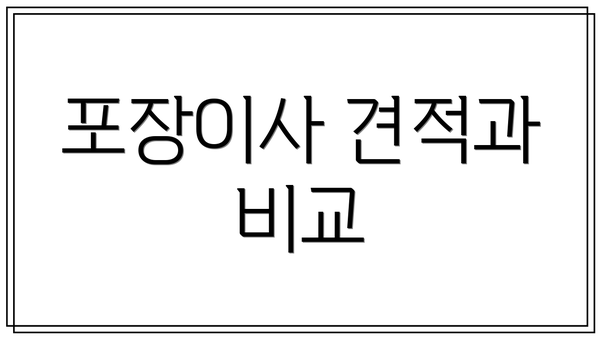 포장이사 견적과 비교