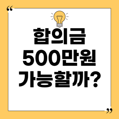 합의금 500만원 가능할까?