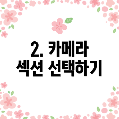 2. 카메라 섹션 선택하기